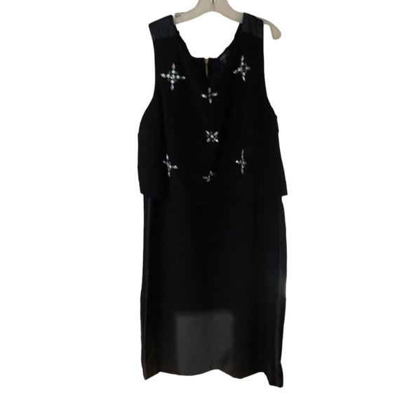 XOXO size 14 black sleeveless dress beaded over lay top back zip - Picture 6 of 11